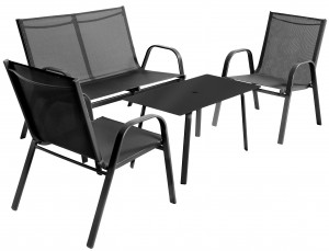 SET DE GRADINA/TERASA VEGAS NEGRU DIN METAL SI TEXTIL - Img 5