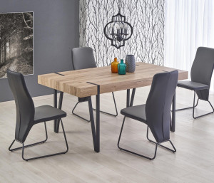 SET DINING MASA YOHANN CU 4 SCAUNE K300 NEGRE/GRI - DESIGN INDUSTRIAL - Img 1