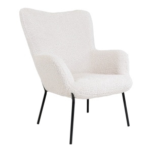 SET FOTOLIU DE RELAXARE SI TABURET GLAGOW, DIN METAL SI TEXTIL BOUCLE, CULOARE ALB, HOUSE NORDIC - Img 3
