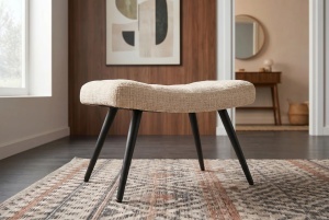 SET FOTOLIU SI TABURET SCANDINAVIA, DIN METAL SI TEXTIL CHENILLE, CULOARE SAMPANIE, INVICTA INTERIOR - Img 4