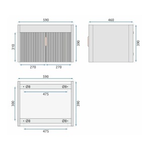 SET MOBILIER DE BAIE CU LAVOAR, OGLINDA, ASTOR 60CM, GRI, JUST IN COLLECTION - Img 2