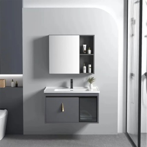 SET MOBILIER DE BAIE CU LAVOAR, OGLINDA, PARIS 60CM, GRI, JUST IN COLLECTION
