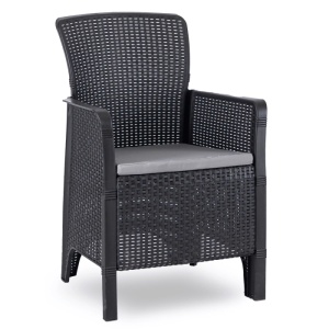 SET MOBILIER DE GRADINA/TERASA,ARGOS 160-260CM, ARTIM MEBLE, MASA SI 8 FOTOLII, DIN TEHNORATAN SI COMPOZIT, CULOARE NUC/NEGRU - Img 6