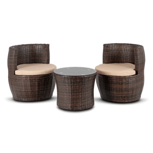 SET MOBILIER DE GRADINA/TERASA, FRIO, ARTIM MEBLE, DIN TEHNORATAN, TEXTIL SI STICLA, CULOARE MARO/BEJ - Img 11