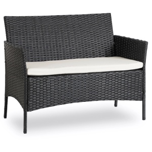 SET MOBILIER DE GRADINA/TERASA, MISSISSIPI, DIN METAL, TECHNORATAN, TEXTIL SI STICLA, CULOARE NEGRU/BEJ, ARTIM MEBLE - Img 5
