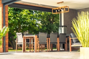 SET MOBILIER DE TERASA DIN ALUMINIU, STICLA SI RATAN, MASA SI 8 SCAUNE, ARTIM GROUP COLLECTION - Img 3