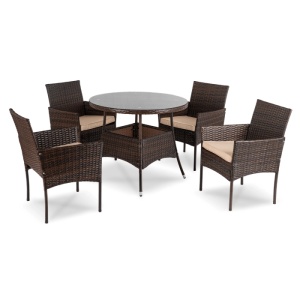 SET MOBILIER GRADINA, ARTIM MEBLE, MASA SI 4 SCAUNE, REALIZATA DIN POLIRATAN, CULOARE MARO/BEJ, STIL MODERN - Img 3