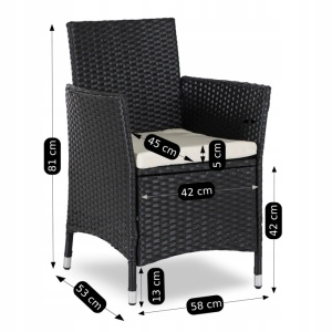 SET MOBILIER GRADINA, ARTIM MEBLE, MASA SI 8 SCAUNE, REALIZAT DIN POLIRATAN, CULOARE NEGRU/BEJ, STIL MODERN - Img 10