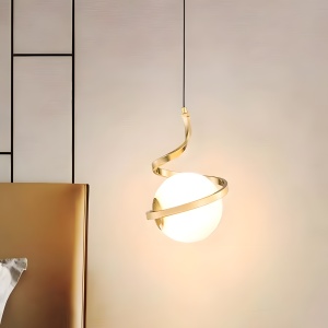 SFERĂ DE STICLĂ SPIRALĂ LAMPĂ SUSPENDATĂ APP1733-1CP AUR - Img 4