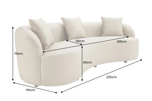 SOFA DEOSEBITA ATELIER 3 LOCURI 230CM, REALIZATA DIN LEMN MASIV SI CATIFEA, CULOARE BEJ, INVICTA INTERIOR - Img 6