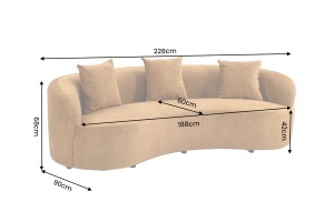 SOFA DEOSEBITA ATELIER 3 LOCURI 230CM, REALIZATA DIN LEMN MASIV SI CATIFEA, CULOARE GALBEN MUSTAR, INVICTA INTERIOR - Img 7