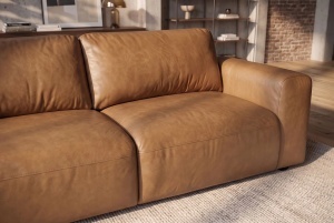 SOFA ELEGANTA DE BIROU BIG GEORGE 245CM, PENTRU 3 LOCURI, REALIZAT DIN LEMN SI PIELE ECO, CULOARE MARO, INVICTA INTERIOR - Img 6