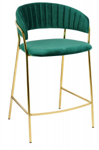 STOC 1 BUC!!! SCAUN DE BAR MARGO 65 VERDE/AURIU, CU TAPITERIE DIN CATIFEA