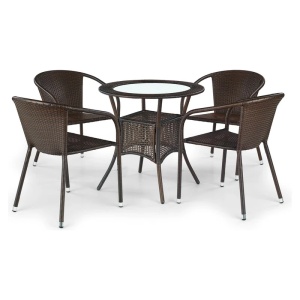 STOC 6 BUC!!!SCAUN TERASA/GRADINA MIDAS, MARO INCHIS, DIN RATAN SI METAL, STIL MODERN, HALMAR - Img 4