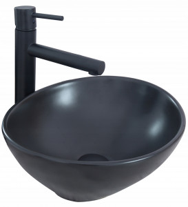 STOC!!!LAVOAR REA SOFIA N, 41CM, NEGRU MAT, MONTAJ PE BLAT, DESIGN DEOSEBIT, CALITATE SUPERIOARA - Img 5