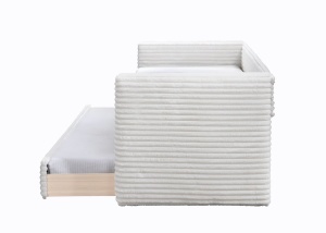 STOC!!!! PAT DIVAN ALABAMA CREM, FARA SALTEA, 90X200 CM,CONFECTIONAT DIN TEXTIL SI LEMN, STIL MODERN - Img 2