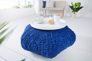 TABURET ALBASTRU INCHIS DIN BUMBAC TRICOTAT MANUAL COSY IV 37755 - Img 2
