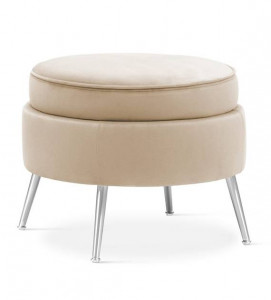 TABURET MUSZELKA, BEJ/CROM, DESIGN MODERN