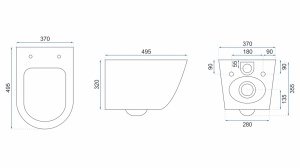 VAS DE TOALETA SUSPENDAT REA CARLO MINI RIMLESS FLAT, NEGRU MAT, DIN CERAMICA, CALITATE SUPERIOARA - Img 2