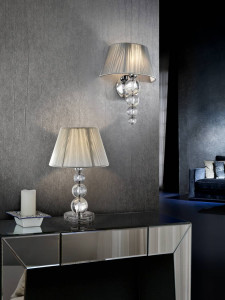 VEIOZA MERCURY, 39 CM, CROM/TRANSPARENT, DIN METAL, ACRIL SI TEXTIL, STIL MODERN