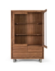 VITRINA CONTEMPORANY 120CM, REALIZATA DIN LEMN DE SALCAM SI METAL, CULOARE NATUR, STIL RUSTIC, GINER Y COLOMER - Img 4