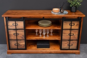 VITRINA LIVING, HERITAGE 150CM, LEMN DE SALCAM, METAL SI STICLA, CULOARE NATUR/MARO, ARTIM GROUP SELECTION - Img 7