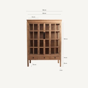 VITRINA TARTU 175CM, DIN LEMN DE ULM DE CULOARE MARO, STIL COLONIAL, VICAL HOME - Img 9