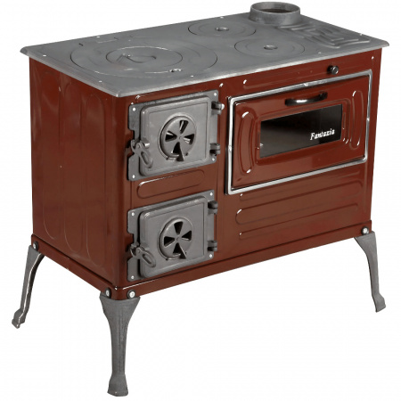 Soba de Gatit cu Plita și Cuptor „Fantazia” – 6 kW, Fonta, Emailata, Maro