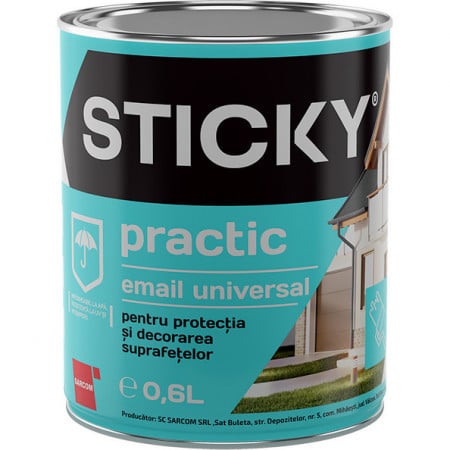 Vopsea alchidica Sticky, Practic, pentru lemn si metal, ocru, 0.6 l - Img 1