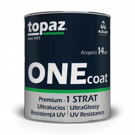 Vopsea premium ultralucioasa alba, Topaz One Coat, 0.75 L