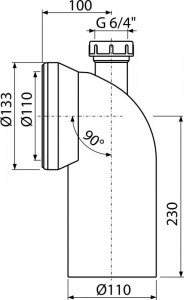 Cot WC legătură maşina de spălat DN40 – conector 90° - Img 2