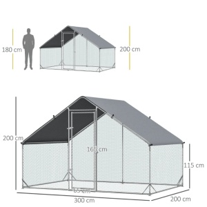 Cotet de gaini, pasari, pentru exterior 3x 2 x 2 metri, otel galvanizat - Img 4