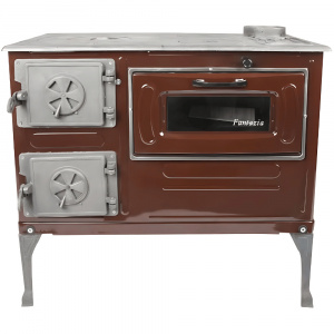 Soba de Gatit cu Plita și Cuptor „Fantazia” – 6 kW, Fonta, Emailata, Maro - Img 3
