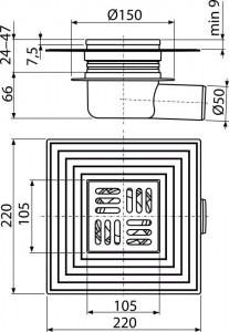 Sifon pardoseală 105×105/110 mm guler izolaţie suplimentară - Img 2