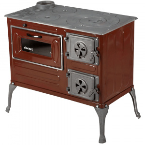 Soba de Gatit cu Plita și Cuptor „Fantazia” – 6 kW, Fonta, Emailata, Maro - Img 4
