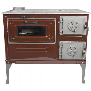 Soba de Gatit cu Plita și Cuptor „Fantazia” – 6 kW, Fonta, Emailata, Maro - Img 5