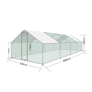 Cotet de gaini, pasari, pentru exterior 8 x 3 x 2 metri, otel galvanizat - Img 1