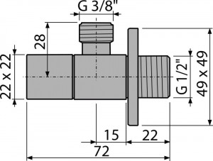 Robinet coltar cu filtru 1/2"×3/8", patrat ARV002 - Img 2