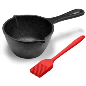 Tigaie Fontă pentru Marinare și Sosuri cu Pensulă Silicon, 0,5 L - Img 1