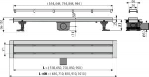 Set rigola de dus cu capac faiantabil, AlcaPlast, APZ13-DOUBLE9 FIT AND GO - Img 2