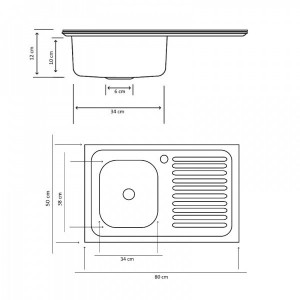 Chiuveta inox 430-04mm, Pentru masca ZLN-1862, cuva stanga - Img 2