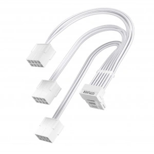 1stPlayer удължителен кабел Custom Sleeved Modding Cable White - 3 x PCIe 8-pin to 12VHPWR - FM3-B-WH - Img 4
