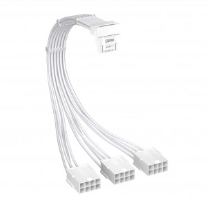 1stPlayer удължителен кабел Custom Sleeved Modding Cable White - 3 x PCIe 8-pin to 12VHPWR - FM3-B-WH - Img 5