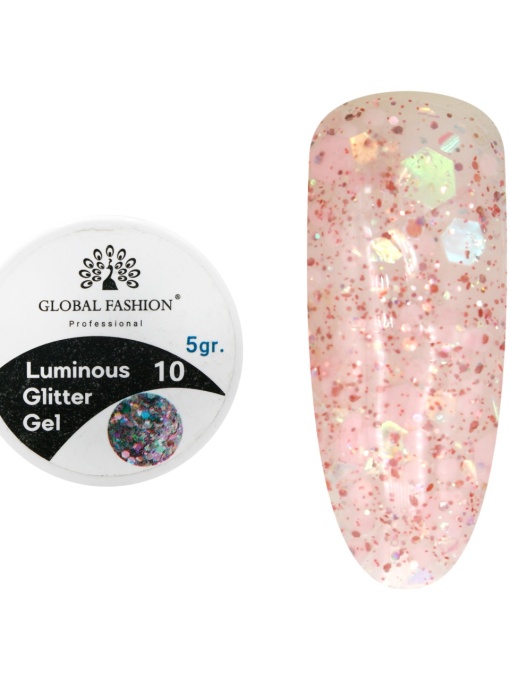Gel luminiscent Luminous Glitter Gel cu sclipici hexagon 5g, 10