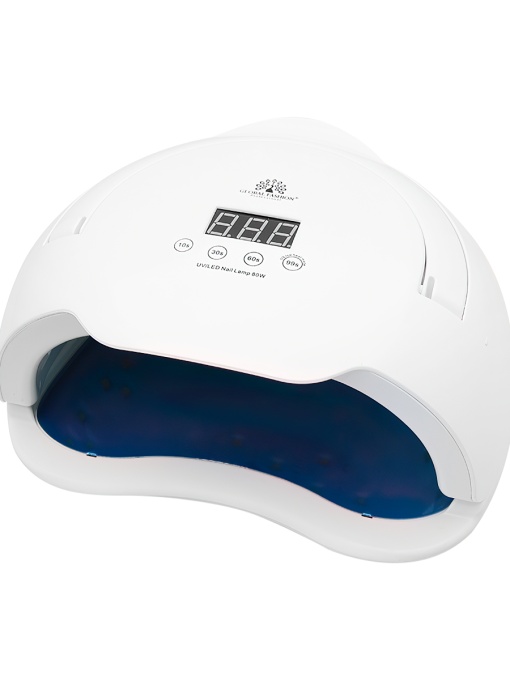 Lampa pentru uscat unghii LED/UV L-1001, Global Fashion, 80W, display, timer, fund detasabil, culoare alba-white