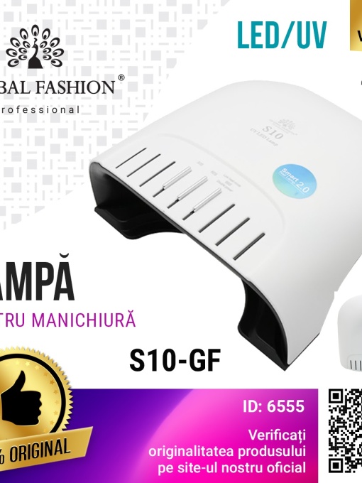Lampa profesionala unghii LED/UV S10-GF, Global Fashion, 48W, timer