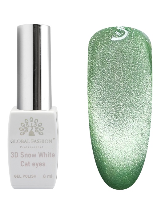 Oja semipermanenta, Snow White, 3D Cat Eye, Global Fashion 8ml, 14