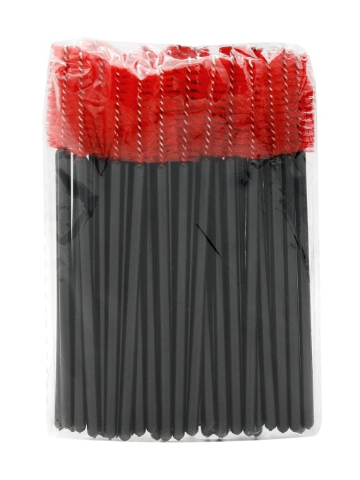 Perii pentru extensii de gene, set 50 buc, rosu/negru