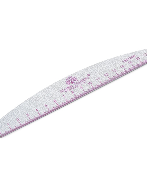 Pilă pentru unghii cu riglă, 180/240, pink, 1 buc