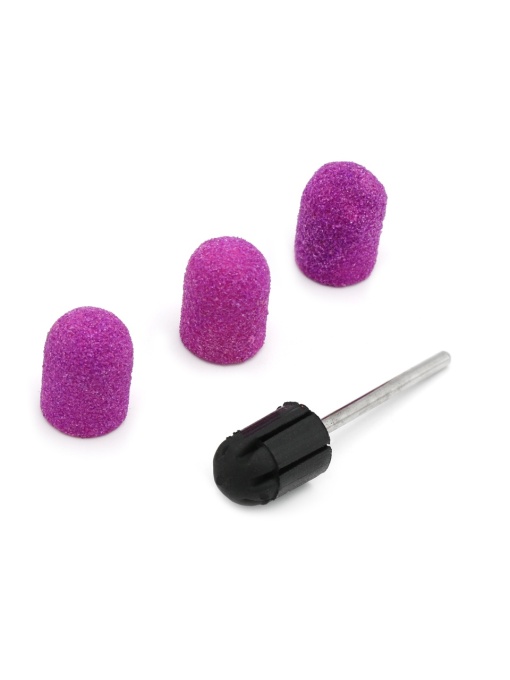 Set suport si 3 bucati smirghel rezerva pentru freza unghii, 10*15mm, liliac, granulatie 80